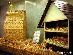 辻調グループフェスティバル2014の会場で撮った写真。パンで作った建物とか。