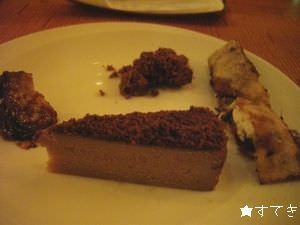 左：チョコレートフォンデュとケーキ、中央上：チョコレートオレンジパンデピス、中央下：チョコレートカマンベールチーズケーキ、右：チョコレートカルツォーネ リコッタ モツァレラ ハム